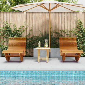 vidaXL Chaise longue 2 places 2 pcs Marron 154 x 60 x 74 cm Bois d'acacia massif