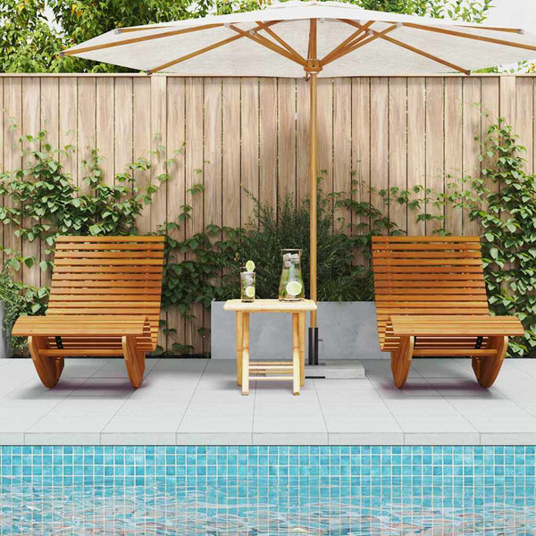 vidaXL Chaise longue 2 places 2 pcs Marron 154 x 60 x 74 cm Bois d'acacia massif