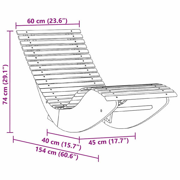 vidaXL Chaise longue 2 places 2 pcs Marron 154 x 60 x 74 cm Bois d'acacia massif