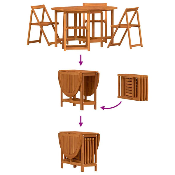 Gartentisch 5-teilig Akazie Massivholz Braun
