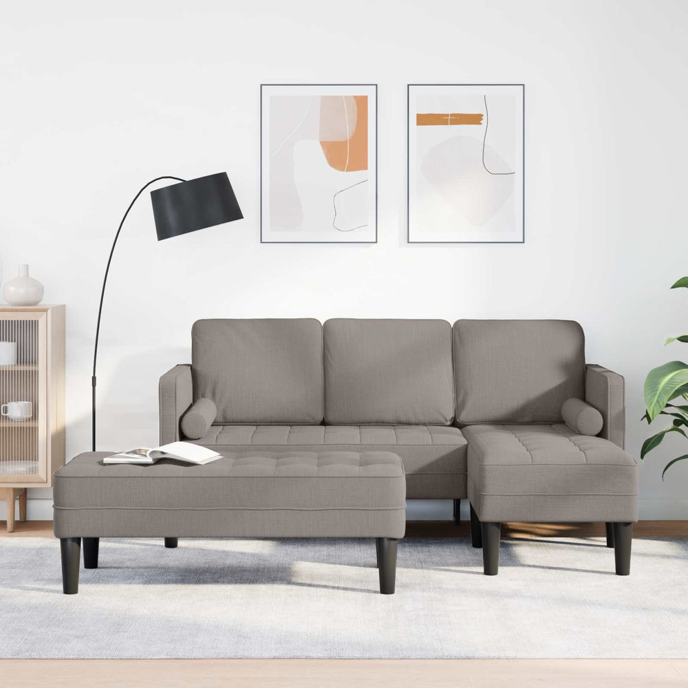 Sofa Set Taupe 2-teilig mit Kissen