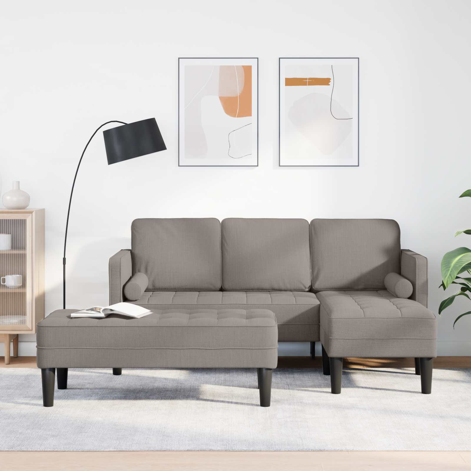 Sofa Set Taupe 2-teilig mit Kissen
