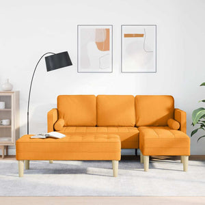 Dunkelgelbes 2-teiliges Sofa-Set mit Kissen