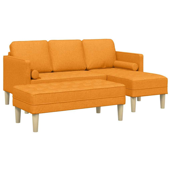 Dunkelgelbes 2-teiliges Sofa-Set mit Kissen