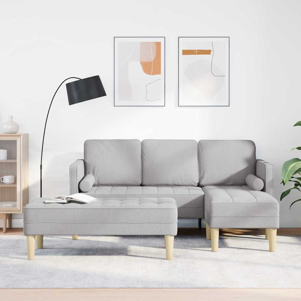 Sofa Set Wolkengrau mit Kissen, 2-teilig