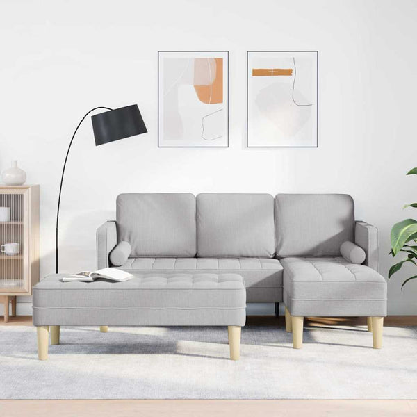 Sofa Set Wolkengrau mit Kissen, 2-teilig