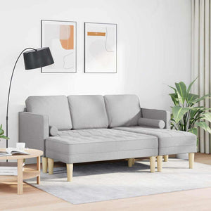 Sofa Set Wolkengrau mit Kissen, 2-teilig