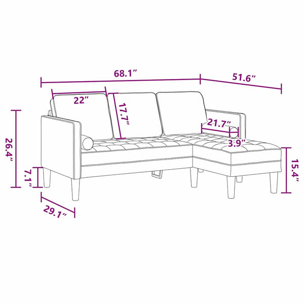Sofa Set Wolkengrau mit Kissen, 2-teilig