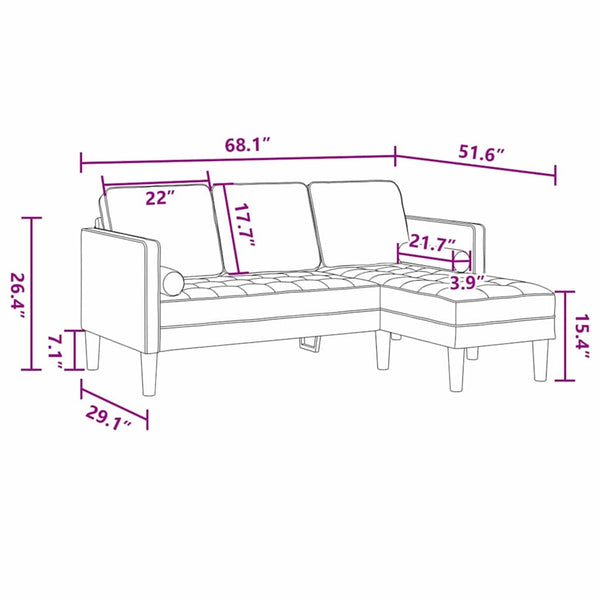Sofa Set Wolkengrau mit Kissen, 2-teilig
