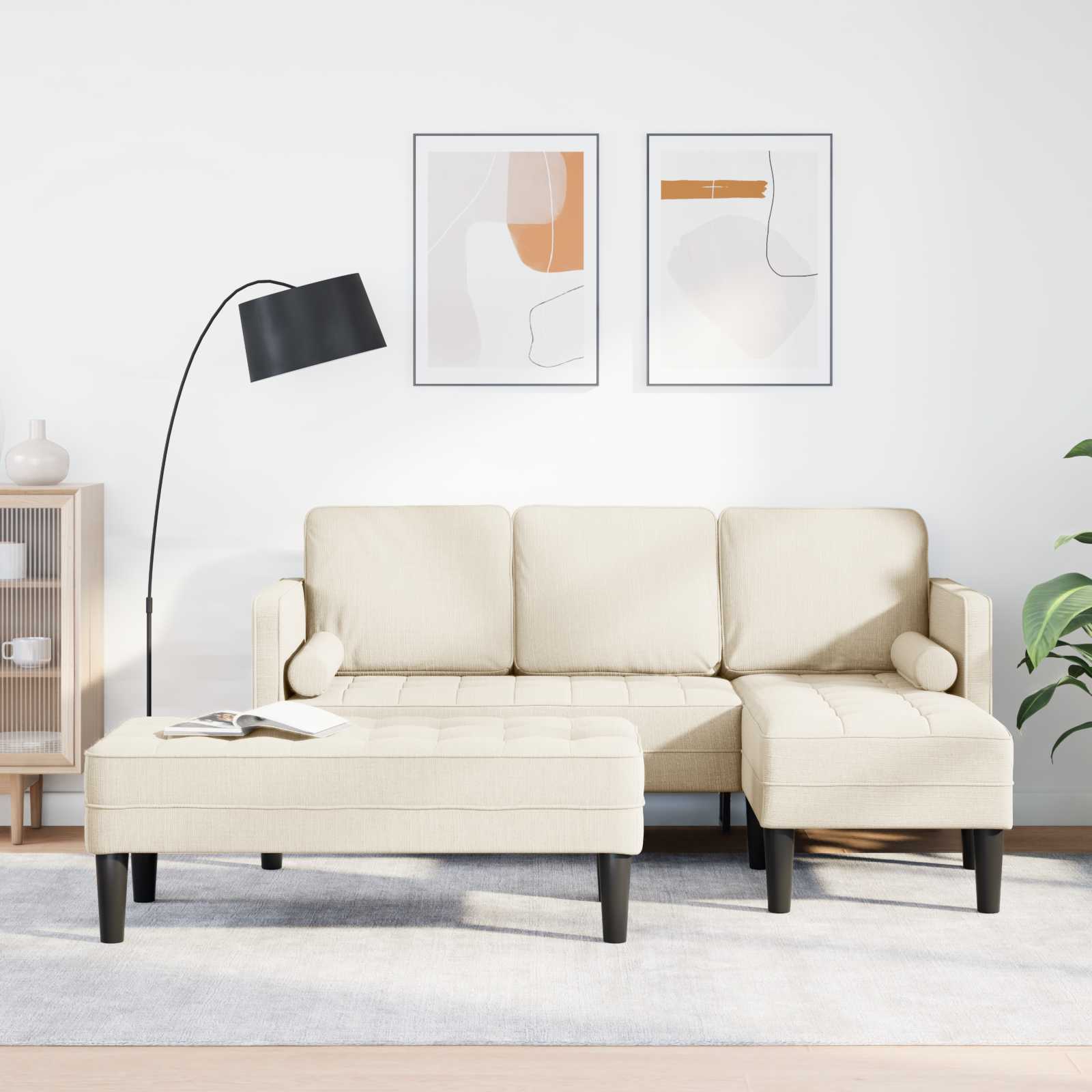 Leinen Sofa Set mit Kissen