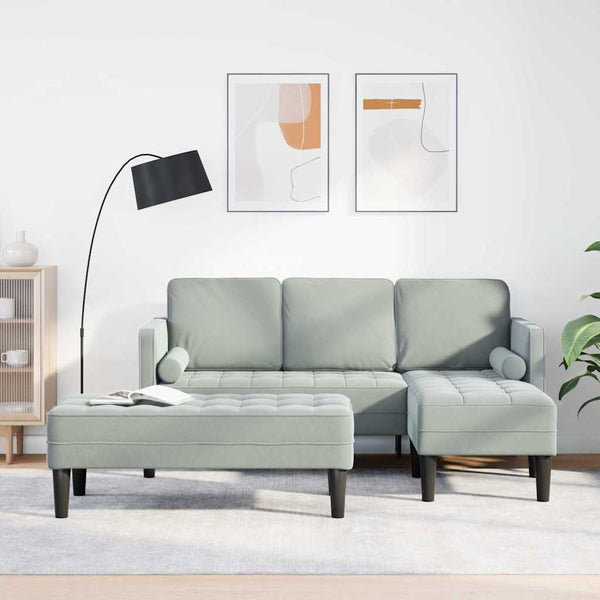 2-teiliges Sofa-Set Hellgrau mit Kissen