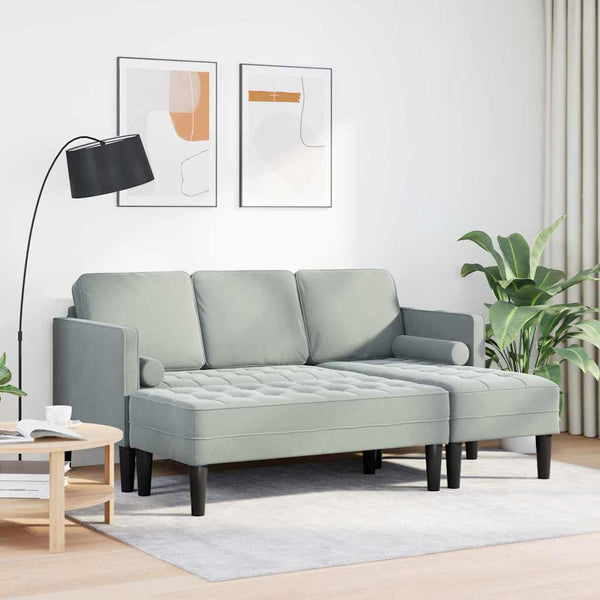 2-teiliges Sofa-Set Hellgrau mit Kissen