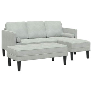 2-teiliges Sofa-Set Hellgrau mit Kissen