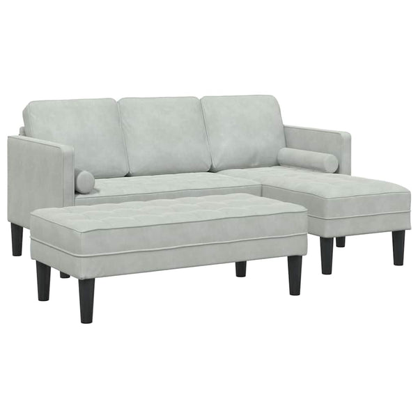 2-teiliges Sofa-Set Hellgrau mit Kissen
