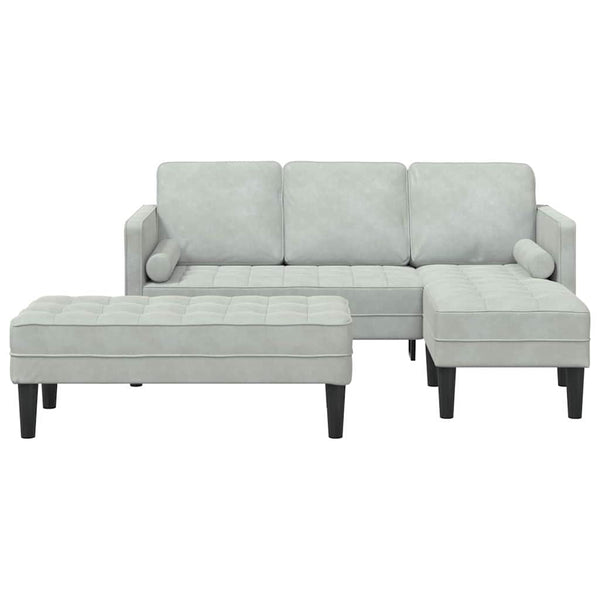 2-teiliges Sofa-Set Hellgrau mit Kissen