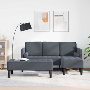 Dunkelgraues Sofa-Set mit Kissen, 2-teilig