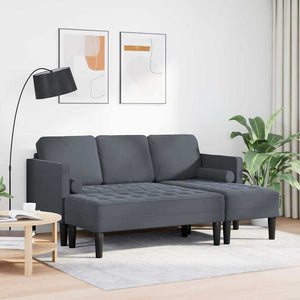 Dunkelgraues Sofa-Set mit Kissen, 2-teilig