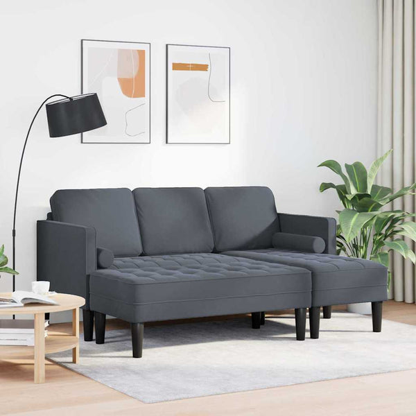 Dunkelgraues Sofa-Set mit Kissen, 2-teilig