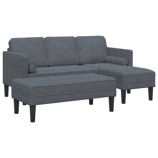 Dunkelgraues Sofa-Set mit Kissen, 2-teilig