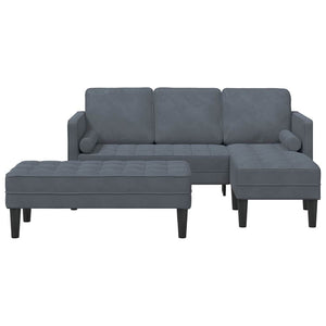Dunkelgraues Sofa-Set mit Kissen, 2-teilig