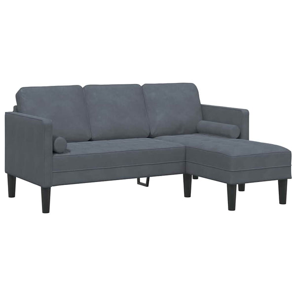 Dunkelgraues Sofa-Set mit Kissen, 2-teilig