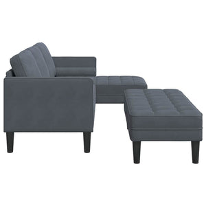 Dunkelgraues Sofa-Set mit Kissen, 2-teilig