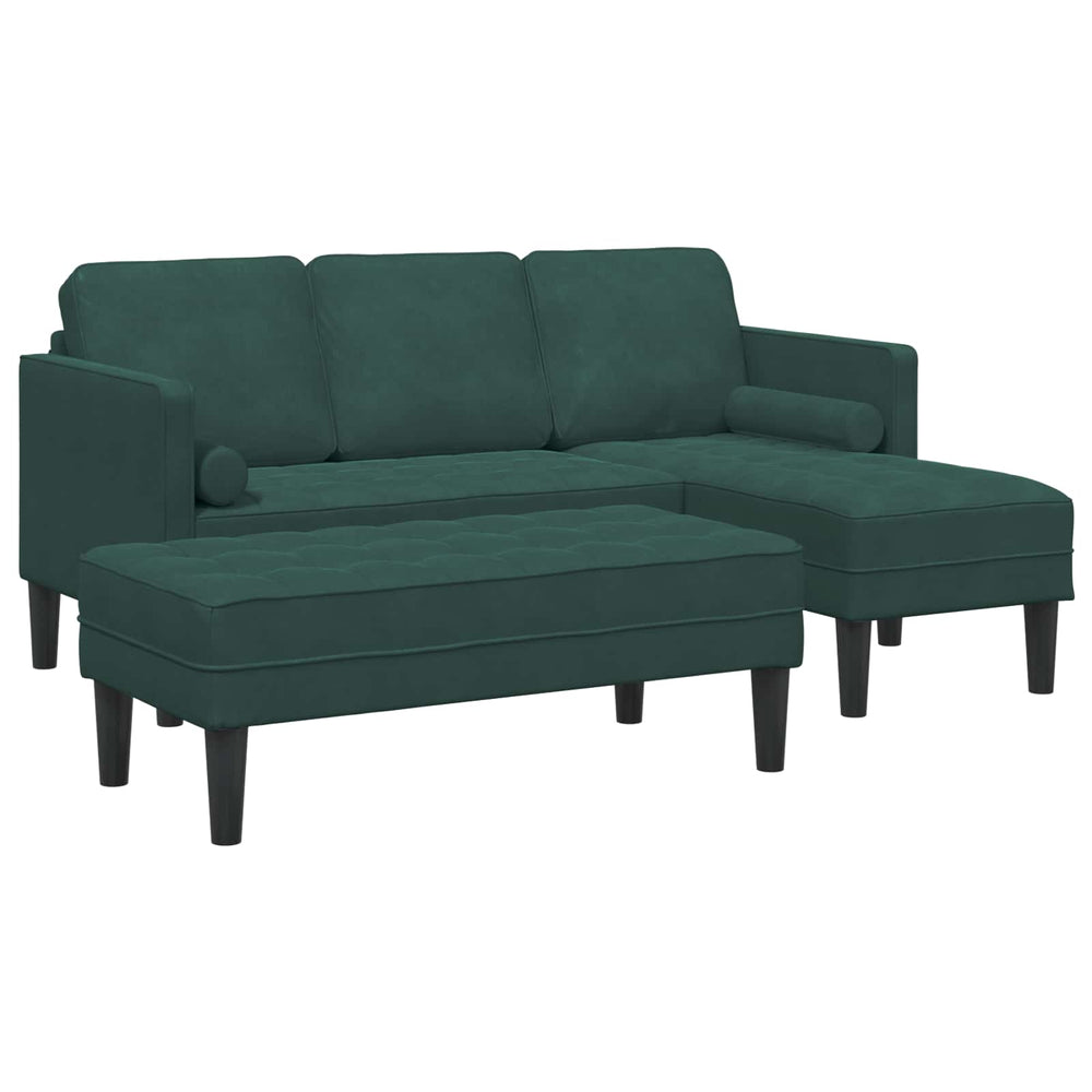 Dunkelgrünes 2-teiliges Sofa-Set mit Kissen