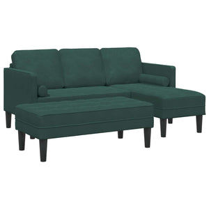 Dunkelgrünes 2-teiliges Sofa-Set mit Kissen