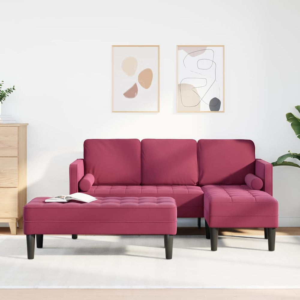 Weinrotes Sofa-Set mit Kissen