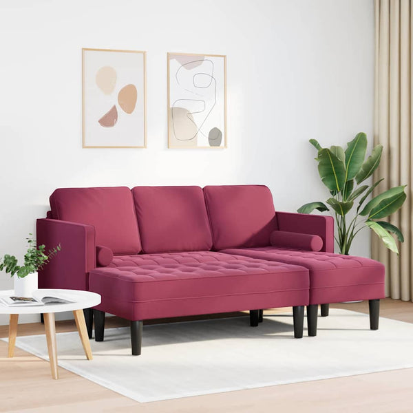 Weinrotes Sofa-Set mit Kissen
