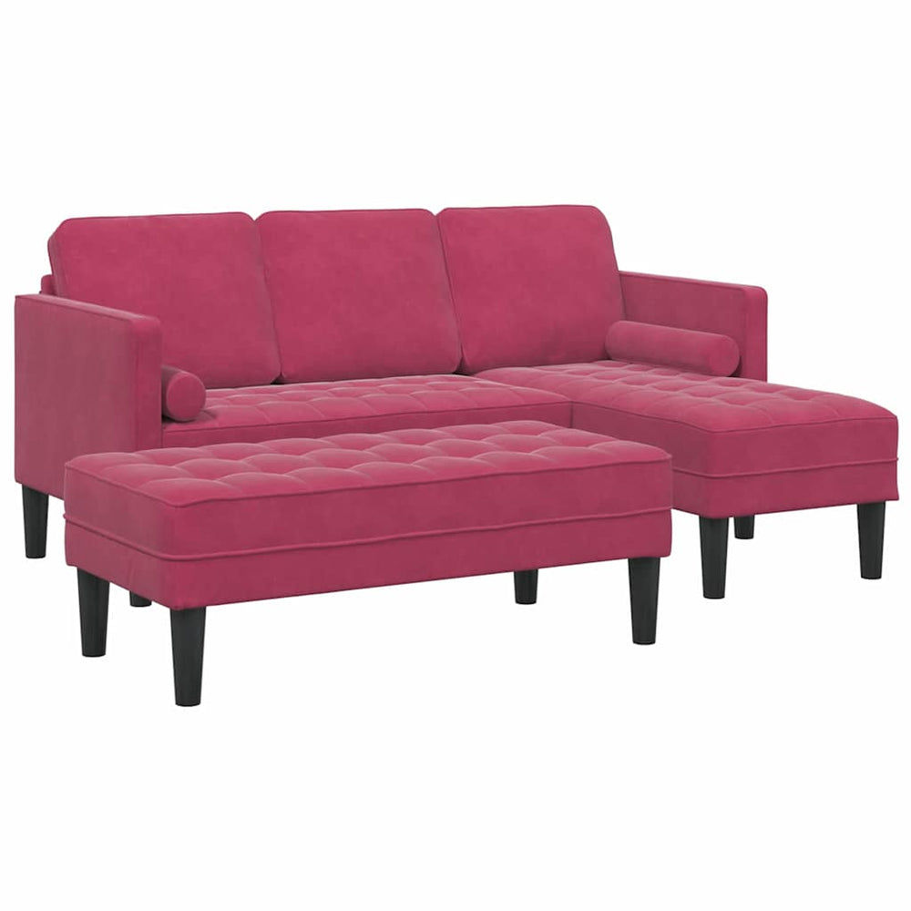 Weinrotes Sofa-Set mit Kissen