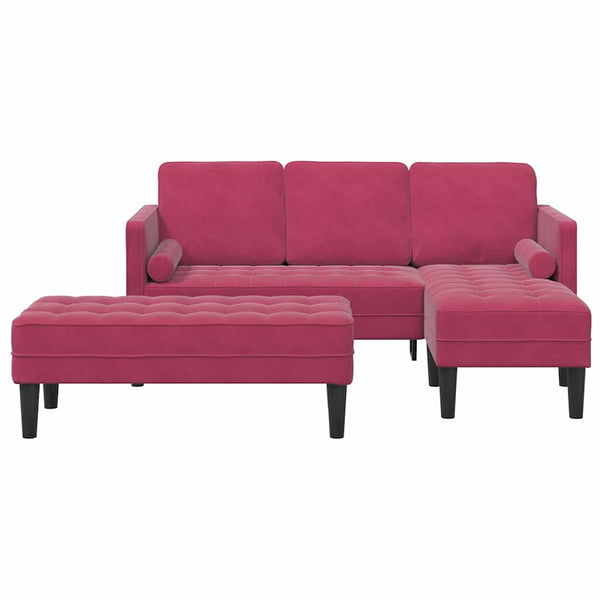 Weinrotes Sofa-Set mit Kissen