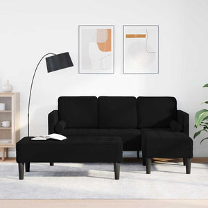Schwarzes Sofa Set mit Kissen
