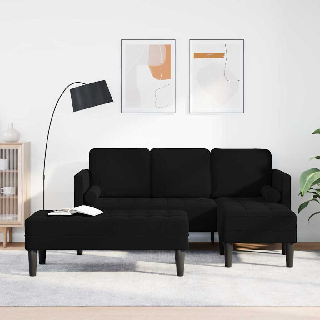 Schwarzes Sofa Set mit Kissen