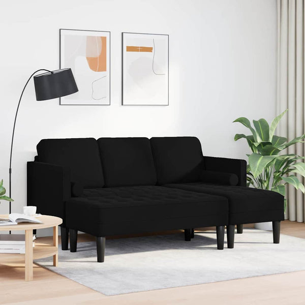 Schwarzes Sofa Set mit Kissen