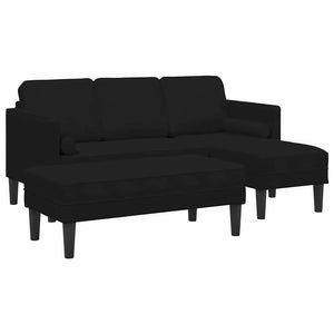 Schwarzes Sofa Set mit Kissen