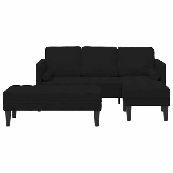 Schwarzes Sofa Set mit Kissen
