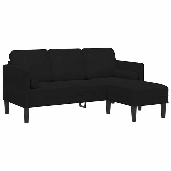 Schwarzes Sofa Set mit Kissen