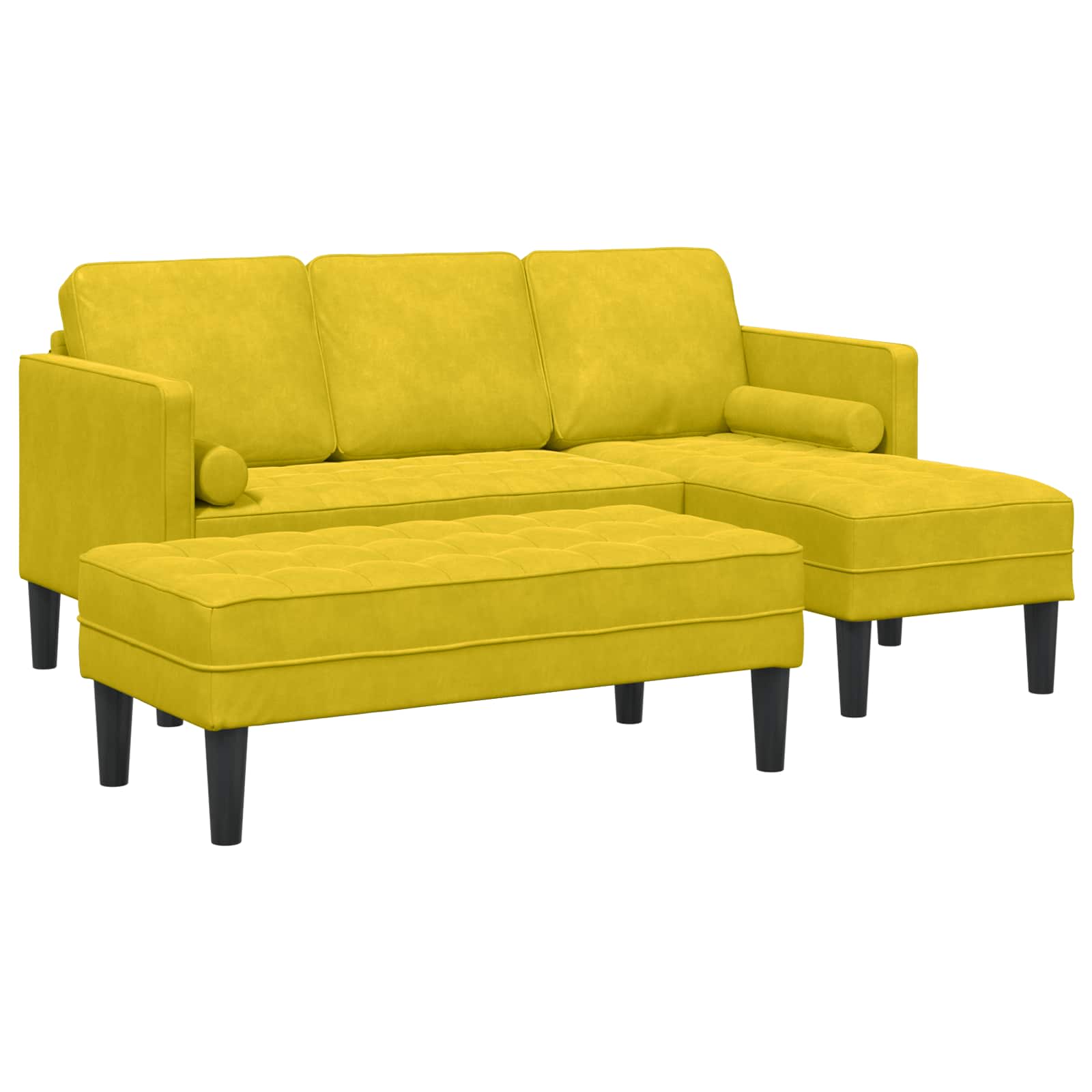 Gelbes Sofa Set mit Kissen, 2-teilig