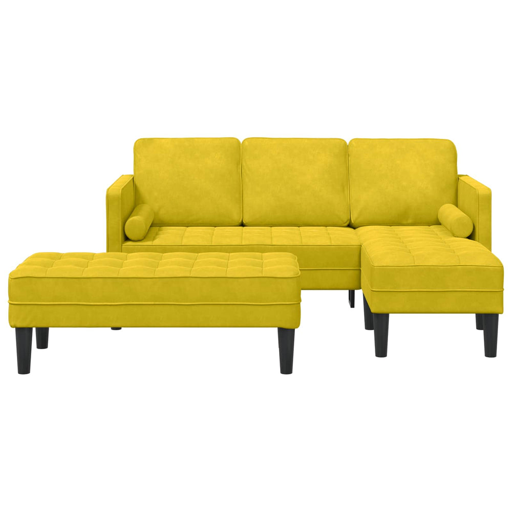 Gelbes Sofa Set mit Kissen, 2-teilig