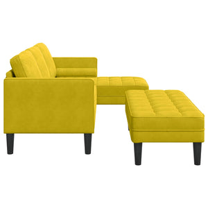 Gelbes Sofa Set mit Kissen, 2-teilig
