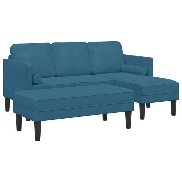 Blaues 2-teiliges Sofa-Set mit Kissen