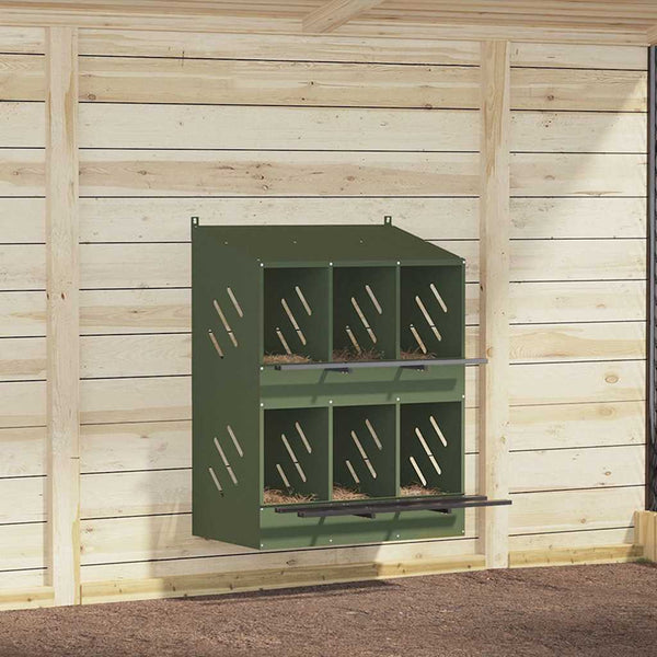Hühner Nistkasten, 6 Fächer, Olivgrün