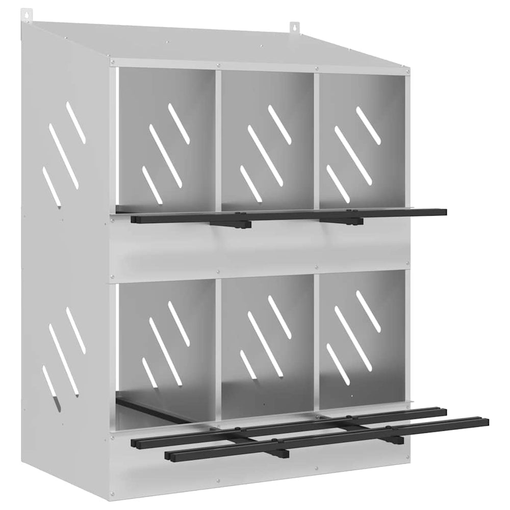 Hühner-Nistkasten, 6 Fächer, Verzinkt