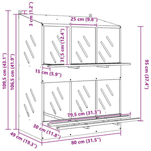 Hühner-Nistkasten, 6 Fächer, Verzinkt
