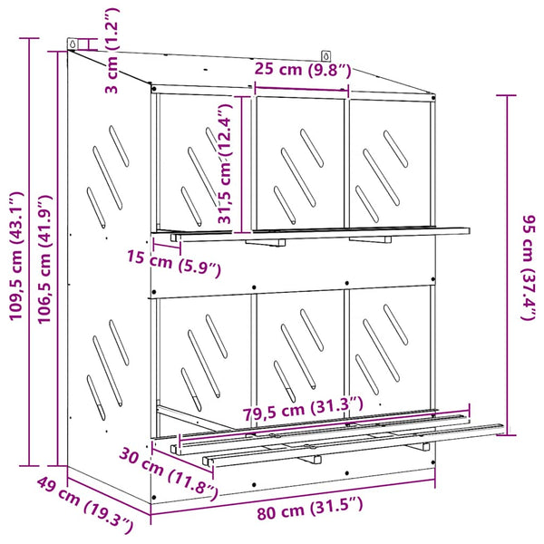 Hühner-Nistkasten, 6 Fächer, Verzinkt