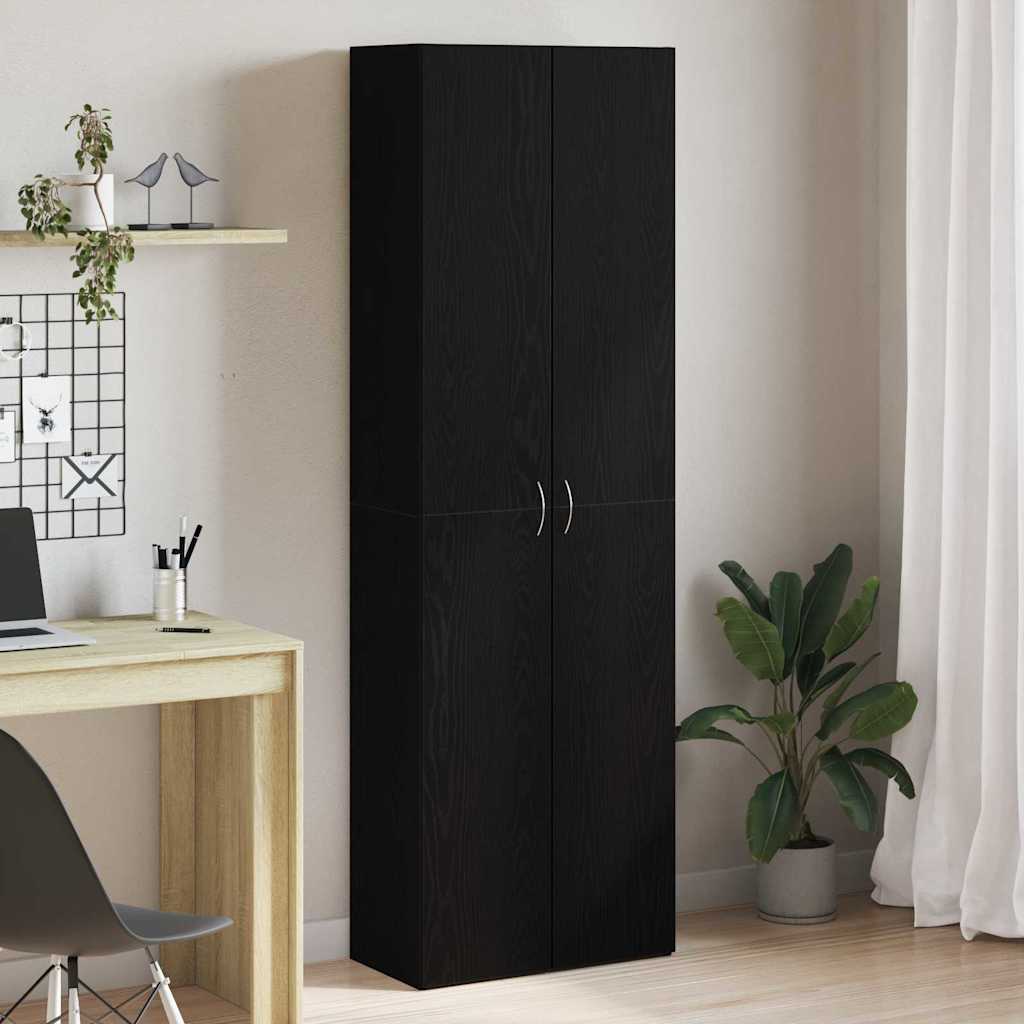 Büroschrank Schwarz Eichenoptik 190 cm