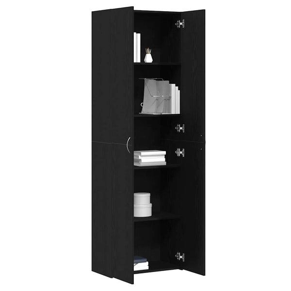 Büroschrank Schwarz Eichenoptik 190 cm
