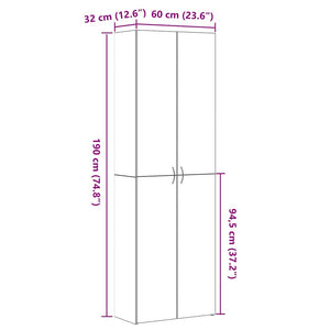 Büroschrank Schwarz Eichenoptik 190 cm