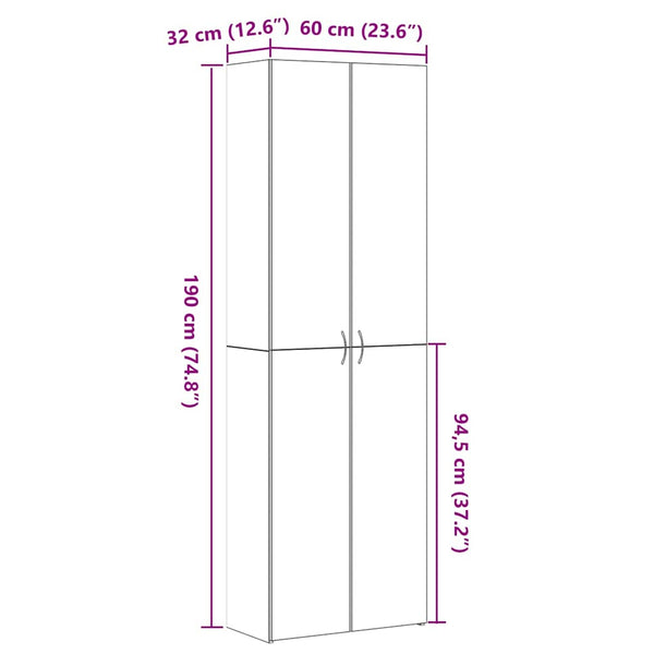 Büroschrank Schwarz Eichenoptik 190 cm